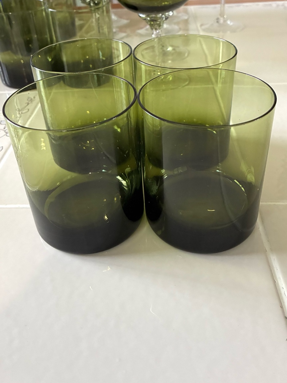 Sasaki Coronation Dark Green Old Fashioned Glass  Set Of 4